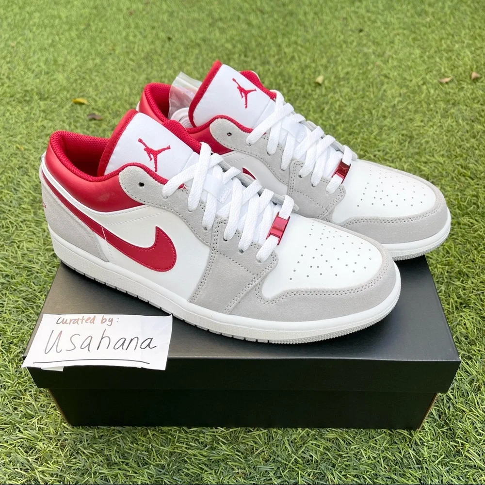Nike Air Jordan 1 Low grey red white shoes - Picture 3 of 4